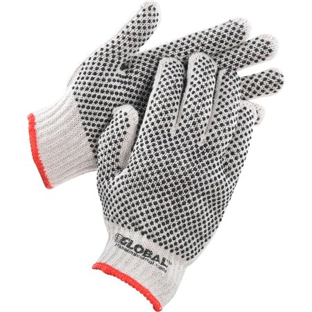 GLOBAL INDUSTRIAL PVC Dot Knit Gloves, Double-Sided, Black, Small, 1-Dozen 708351S